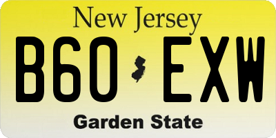NJ license plate B60EXW