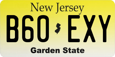NJ license plate B60EXY