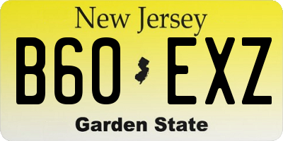 NJ license plate B60EXZ
