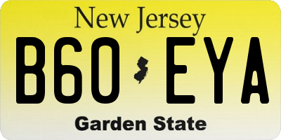 NJ license plate B60EYA