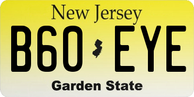 NJ license plate B60EYE