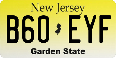 NJ license plate B60EYF