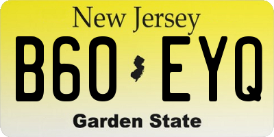 NJ license plate B60EYQ