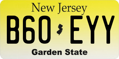 NJ license plate B60EYY