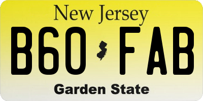 NJ license plate B60FAB
