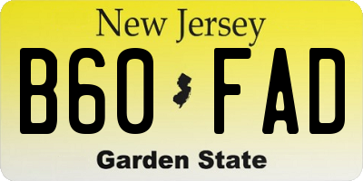 NJ license plate B60FAD