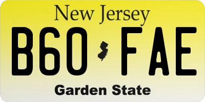 NJ license plate B60FAE