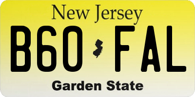 NJ license plate B60FAL