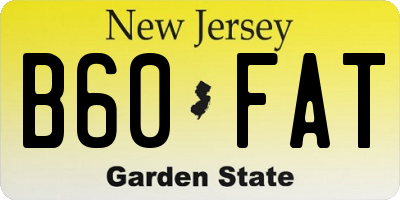 NJ license plate B60FAT
