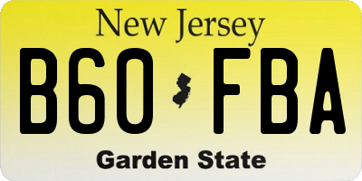 NJ license plate B60FBA