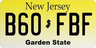 NJ license plate B60FBF