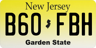 NJ license plate B60FBH