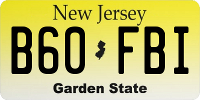 NJ license plate B60FBI