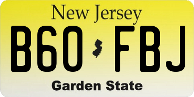 NJ license plate B60FBJ