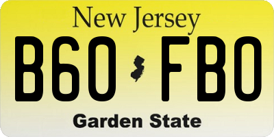 NJ license plate B60FBO