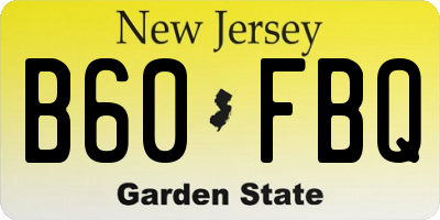 NJ license plate B60FBQ