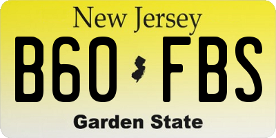 NJ license plate B60FBS