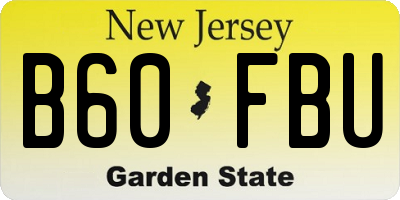 NJ license plate B60FBU