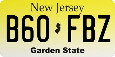 NJ license plate B60FBZ