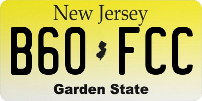 NJ license plate B60FCC