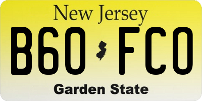 NJ license plate B60FCO