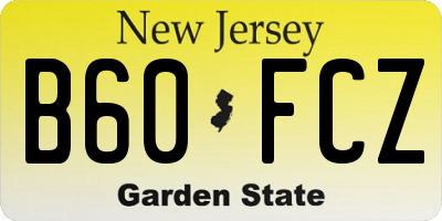 NJ license plate B60FCZ