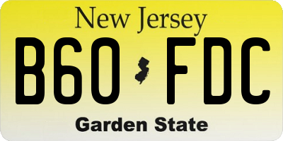 NJ license plate B60FDC