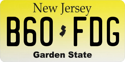 NJ license plate B60FDG