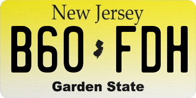 NJ license plate B60FDH