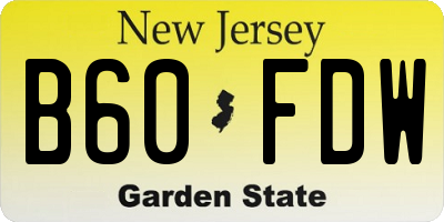 NJ license plate B60FDW