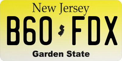 NJ license plate B60FDX