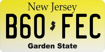 NJ license plate B60FEC