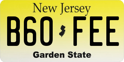 NJ license plate B60FEE