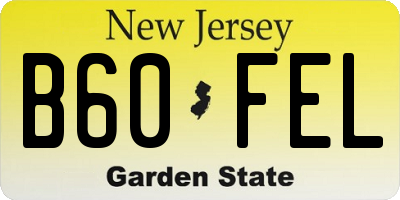 NJ license plate B60FEL