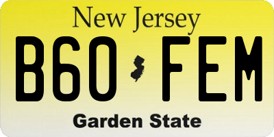 NJ license plate B60FEM