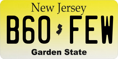 NJ license plate B60FEW