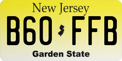 NJ license plate B60FFB