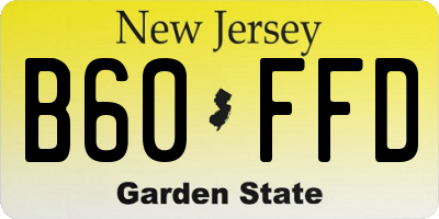 NJ license plate B60FFD
