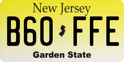 NJ license plate B60FFE