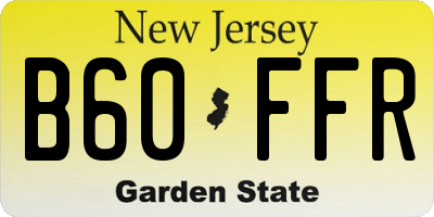 NJ license plate B60FFR