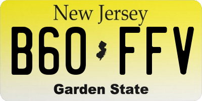 NJ license plate B60FFV