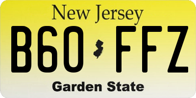 NJ license plate B60FFZ