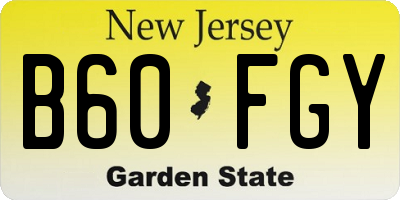 NJ license plate B60FGY
