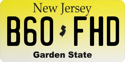 NJ license plate B60FHD