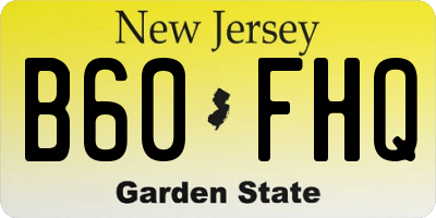NJ license plate B60FHQ