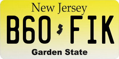 NJ license plate B60FIK