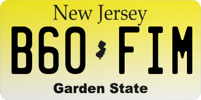 NJ license plate B60FIM