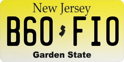 NJ license plate B60FIO