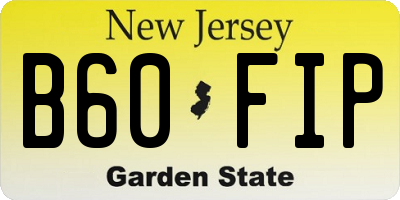 NJ license plate B60FIP
