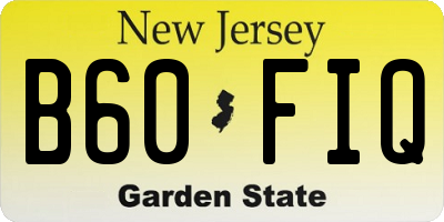 NJ license plate B60FIQ